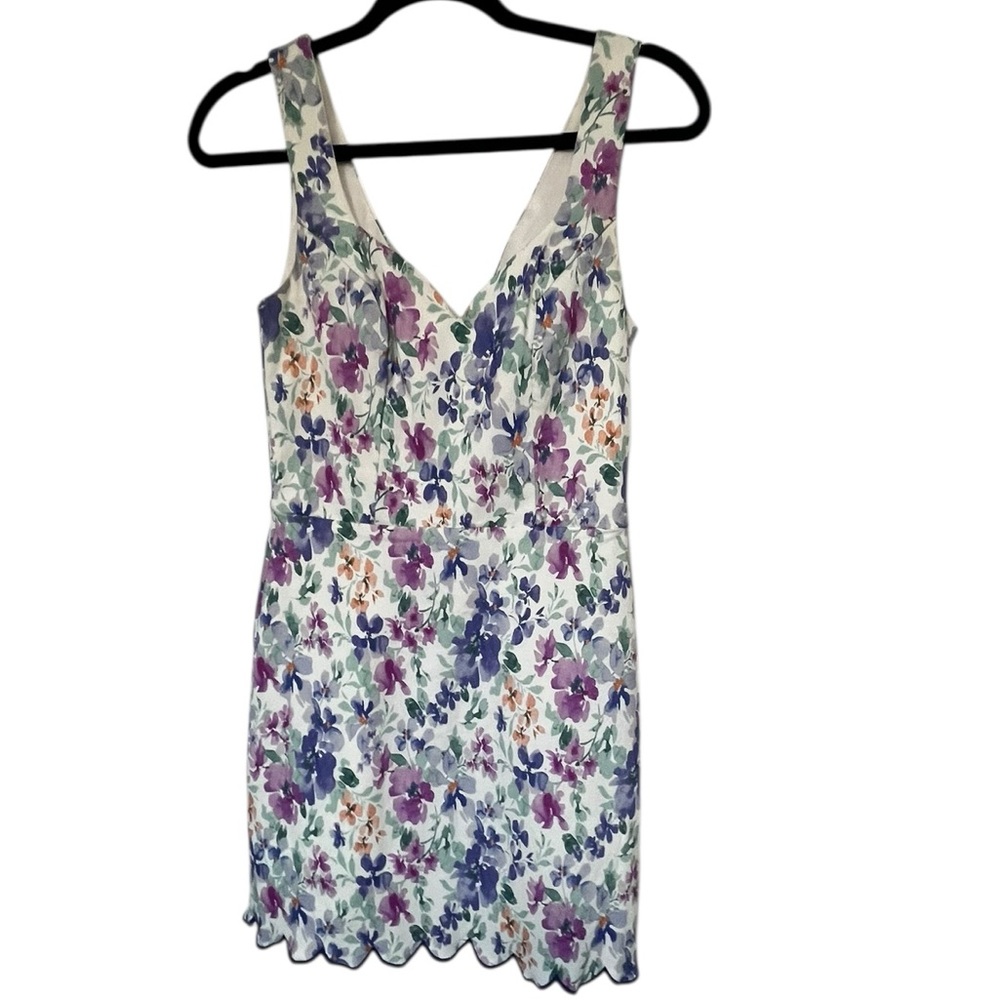 Altar'd State White Mini Dress with Purple, Blue & Green Floral Print
